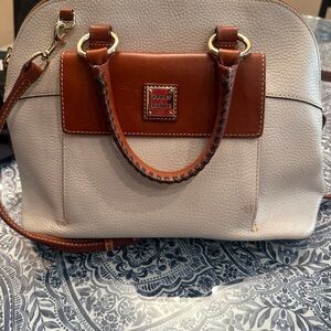 Dooney & Bourke White and Brown Leather Satchel